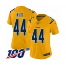 Women's Los Angeles Chargers #44 Kyzir White Limited Gold Inverted Legend 100th Season Football Jersey