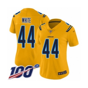 Women's Los Angeles Chargers #44 Kyzir White Limited Gold Inverted Legend 100th Season Football Jersey