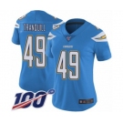 Women's Los Angeles Chargers #49 Drue Tranquill Electric Blue Alternate Vapor Untouchable Limited Player 100th Season Football Jersey