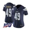 Women's Los Angeles Chargers #49 Drue Tranquill Navy Blue Team Color Vapor Untouchable Limited Player 100th Season Football Jersey