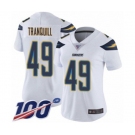 Women's Los Angeles Chargers #49 Drue Tranquill White Vapor Untouchable Limited Player 100th Season Football Jersey