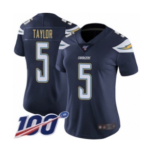 Women's Los Angeles Chargers #5 Tyrod Taylor Navy Blue Team Color Vapor Untouchable Limited Player 100th Season Football Jersey