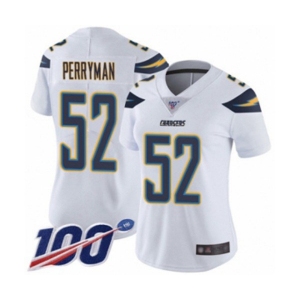 Women's Los Angeles Chargers #52 Denzel Perryman White Vapor Untouchable Limited Player 100th Season Football Jersey