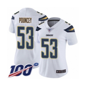 Women's Los Angeles Chargers #53 Mike Pouncey White Vapor Untouchable Limited Player 100th Season Football Jersey