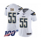 Women's Los Angeles Chargers #55 Junior Seau White Vapor Untouchable Limited Player 100th Season Football Jersey