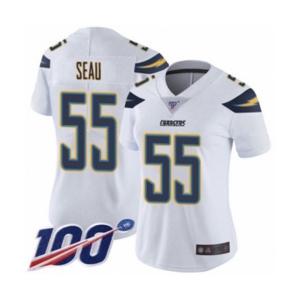 Women's Los Angeles Chargers #55 Junior Seau White Vapor Untouchable Limited Player 100th Season Football Jersey