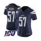 Women's Los Angeles Chargers #57 Jatavis Brown Navy Blue Team Color Vapor Untouchable Limited Player 100th Season Football Jersey