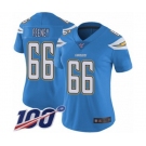 Women's Los Angeles Chargers #66 Dan Feeney Electric Blue Alternate Vapor Untouchable Limited Player 100th Season Football Jersey