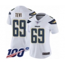 Women's Los Angeles Chargers #69 Sam Tevi White Vapor Untouchable Limited Player 100th Season Football Jersey