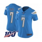 Women's Los Angeles Chargers #7 Doug Flutie Electric Blue Alternate Vapor Untouchable Limited Player 100th Season Football Jersey