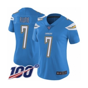 Women's Los Angeles Chargers #7 Doug Flutie Electric Blue Alternate Vapor Untouchable Limited Player 100th Season Football Jersey