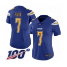 Women's Los Angeles Chargers #7 Doug Flutie Limited Electric Blue Rush Vapor Untouchable 100th Season Football Jersey