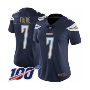 Women's Los Angeles Chargers #7 Doug Flutie Navy Blue Team Color Vapor Untouchable Limited Player 100th Season Football Jersey