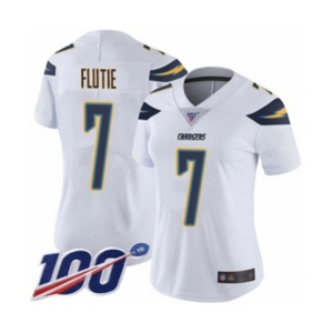 Women's Los Angeles Chargers #7 Doug Flutie White Vapor Untouchable Limited Player 100th Season Football Jersey