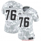 Women's Los Angeles Chargers #76 Joe Alt 2024 F.U.S.E Arctic Camo Salute To Service Limited Stitched Football Jersey