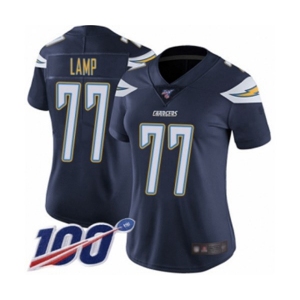 Women's Los Angeles Chargers #77 Forrest Lamp Navy Blue Team Color Vapor Untouchable Limited Player 100th Season Football Jersey