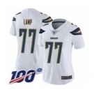 Women's Los Angeles Chargers #77 Forrest Lamp White Vapor Untouchable Limited Player 100th Season Football Jersey