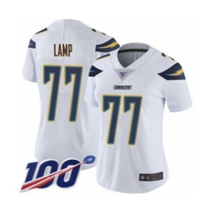 Women's Los Angeles Chargers #77 Forrest Lamp White Vapor Untouchable Limited Player 100th Season Football Jersey