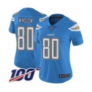 Women's Los Angeles Chargers #80 Kellen Winslow Electric Blue Alternate Vapor Untouchable Limited Player 100th Season Football Jersey