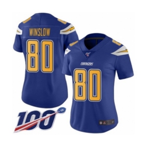 Women's Los Angeles Chargers #80 Kellen Winslow Limited Electric Blue Rush Vapor Untouchable 100th Season Football Jersey