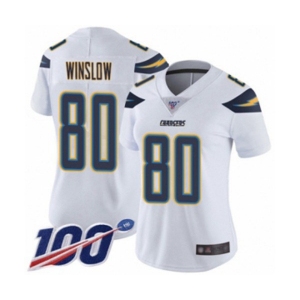 Women's Los Angeles Chargers #80 Kellen Winslow White Vapor Untouchable Limited Player 100th Season Football Jersey