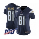 Women's Los Angeles Chargers #81 Mike Williams Navy Blue Team Color Vapor Untouchable Limited Player 100th Season Football Jersey