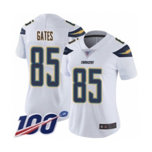 Women's Los Angeles Chargers #85 Antonio Gates White Vapor Untouchable Limited Player 100th Season Football Jersey