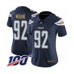 Women's Los Angeles Chargers #92 Brandon Mebane Navy Blue Team Color Vapor Untouchable Limited Player 100th Season Football Jersey