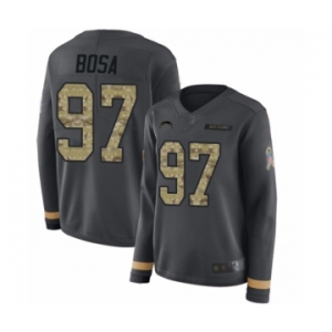 Women's Los Angeles Chargers #97 Joey Bosa Limited Black Salute to Service Therma Long Sleeve Football Jersey