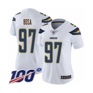 Women's Los Angeles Chargers #97 Joey Bosa White Vapor Untouchable Limited Player 100th Season Football Jersey