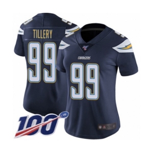 Women's Los Angeles Chargers #99 Jerry Tillery Navy Blue Team Color Vapor Untouchable Limited Player 100th Season Football Jersey
