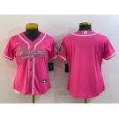 Women's Los Angeles Chargers Blank Pink With Patch Cool Base Stitched Baseball Jersey