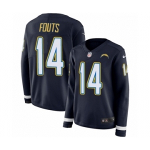 Women's Nike Los Angeles Chargers #14 Dan Fouts Limited Navy Blue Therma Long Sleeve NFL Jersey