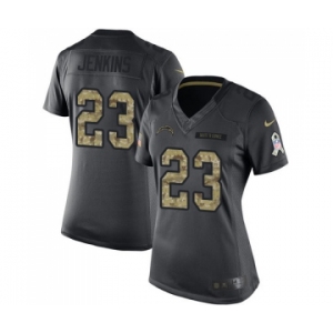 Women's Nike Los Angeles Chargers #23 Rayshawn Jenkins Limited Black 2016 Salute to Service NFL Jersey