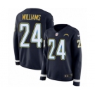 Women's Nike Los Angeles Chargers #24 Trevor Williams Limited Navy Blue Therma Long Sleeve NFL Jersey