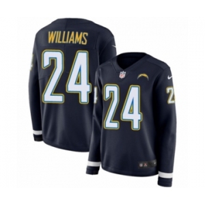 Women's Nike Los Angeles Chargers #24 Trevor Williams Limited Navy Blue Therma Long Sleeve NFL Jersey