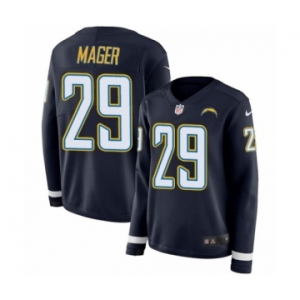 Women's Nike Los Angeles Chargers #29 Craig Mager Limited Navy Blue Therma Long Sleeve NFL Jersey