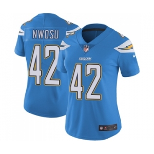 Women's Nike Los Angeles Chargers #42 Uchenna Nwosu Electric Blue Alternate Vapor Untouchable Limited Player NFL Jersey