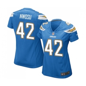 Women's Nike Los Angeles Chargers #42 Uchenna Nwosu Game Electric Blue Alternate NFL Jersey