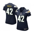 Women's Nike Los Angeles Chargers #42 Uchenna Nwosu Game Navy Blue Team Color NFL Jersey