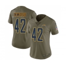 Women's Nike Los Angeles Chargers #42 Uchenna Nwosu Limited Olive 2017 Salute to Service NFL Jersey