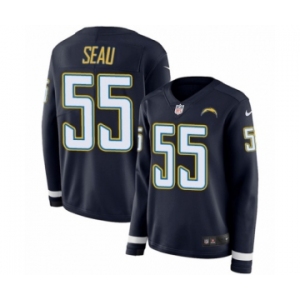 Women's Nike Los Angeles Chargers #55 Junior Seau Limited Navy Blue Therma Long Sleeve NFL Jersey
