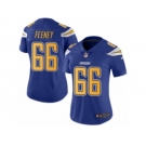 Women's Nike Los Angeles Chargers #66 Dan Feeney Limited Electric Blue Rush NFL Jersey