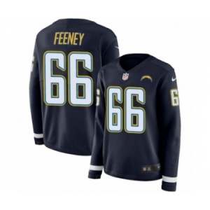 Women's Nike Los Angeles Chargers #66 Dan Feeney Limited Navy Blue Therma Long Sleeve NFL Jersey