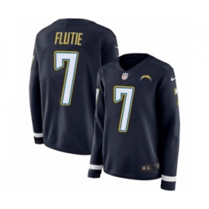 Women's Nike Los Angeles Chargers #7 Doug Flutie Limited Navy Blue Therma Long Sleeve NFL Jersey