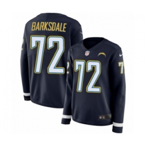 Women's Nike Los Angeles Chargers #72 Joe Barksdale Limited Navy Blue Therma Long Sleeve NFL Jersey