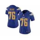 Women's Nike Los Angeles Chargers #76 Russell Okung Limited Electric Blue Rush NFL Jersey