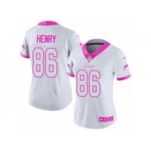 Women's Nike Los Angeles Chargers #86 Hunter Henry Limited White Pink Rush Fashion NFL Jersey