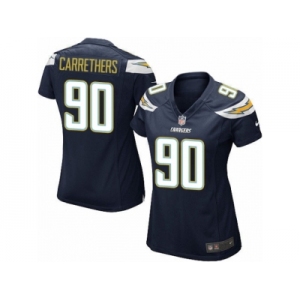 Women's Nike Los Angeles Chargers #90 Ryan Carrethers Game Navy Blue Team Color NFL Jersey