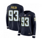 Women's Nike Los Angeles Chargers #93 Darius Philon Limited Navy Blue Therma Long Sleeve NFL Jersey